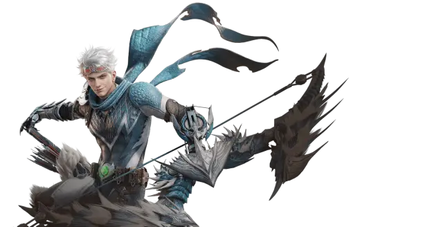 Luka character artwork holding his blue-scaled Bow
