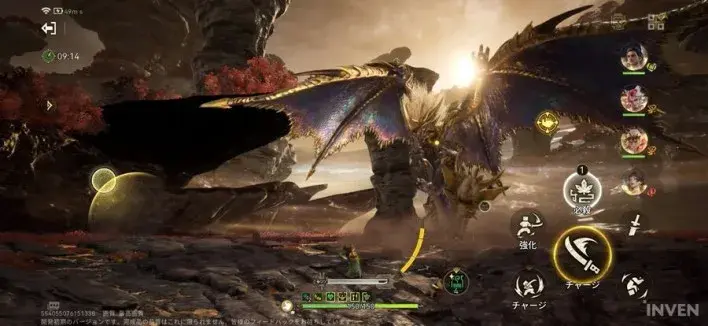 Pre-launch Monster Hunter Outlanders combat with multiple touch-action buttons