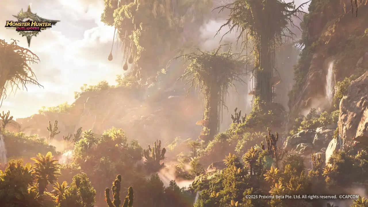 Giantwood Locale forest with towering trees, elevated branches and cliffside vegetation